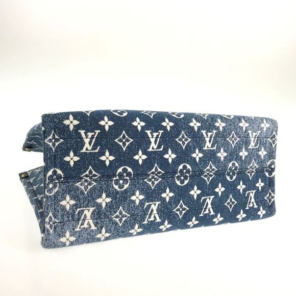 Louis Vuitton On the go MM Monogram Denim jacquard blue Tote Bag - Picture 3 of 16